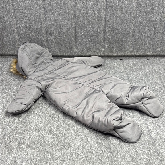 Rothschild Gray Infant Snowsuit with Faux Fur Hood - Picture 4 of 5